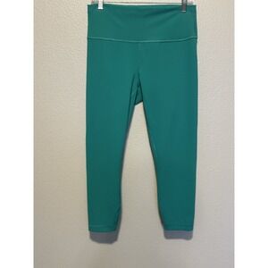 LULULEMON Women Wunder Train HR Crop 23" Legging LW6BNFS Green Size 12 EXCELLENT